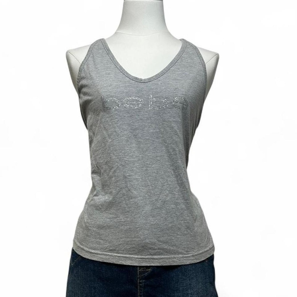 Y2K Bebe Sleepwear Tank Halter Top Rhinestone Logo Womens L
